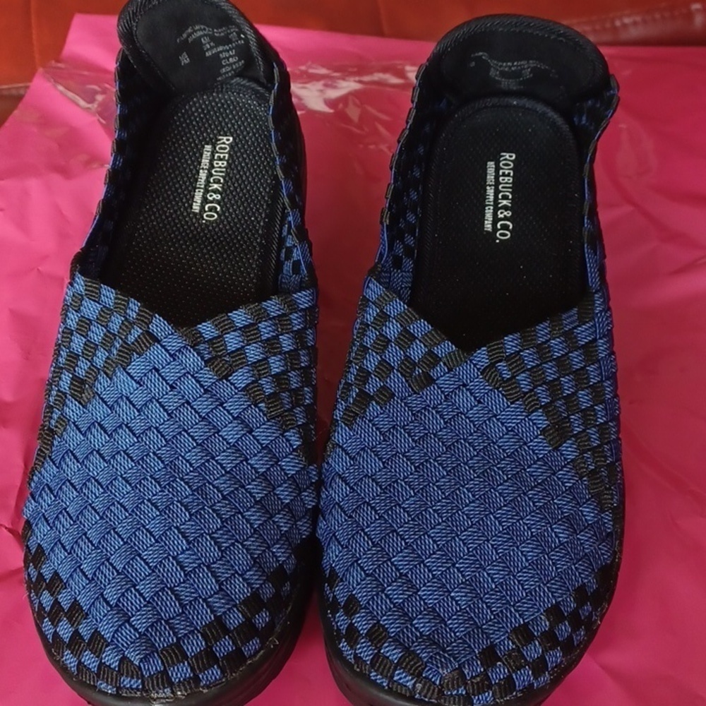 Roebuck & Co Elastic Woven Blue & Black Shoes 7M